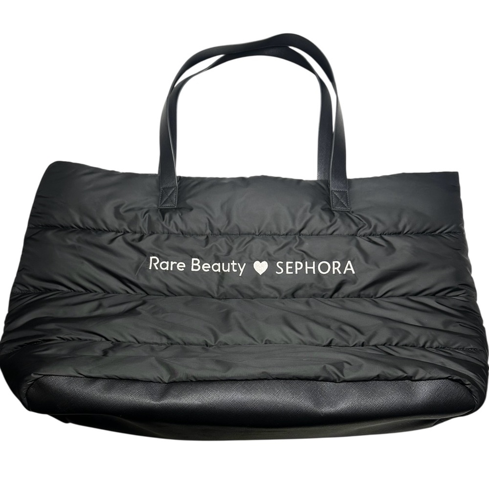 Rare Beauty Selena Gomez  Sephora Black Puffy Traveler Tote Zip Up Bag NWOT